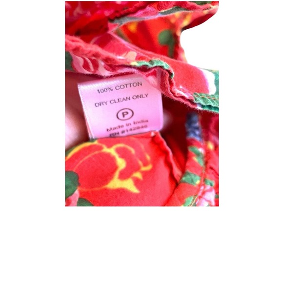 Rhode Elodie Blouse Top Size Medium Red Floral Cropped Puff Sleeve Ruffle Boho - Picture 7 of 8